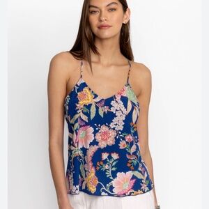 Johnny Was Etta Silk Floral Camisole Strappy Racer back Feminine Tropical